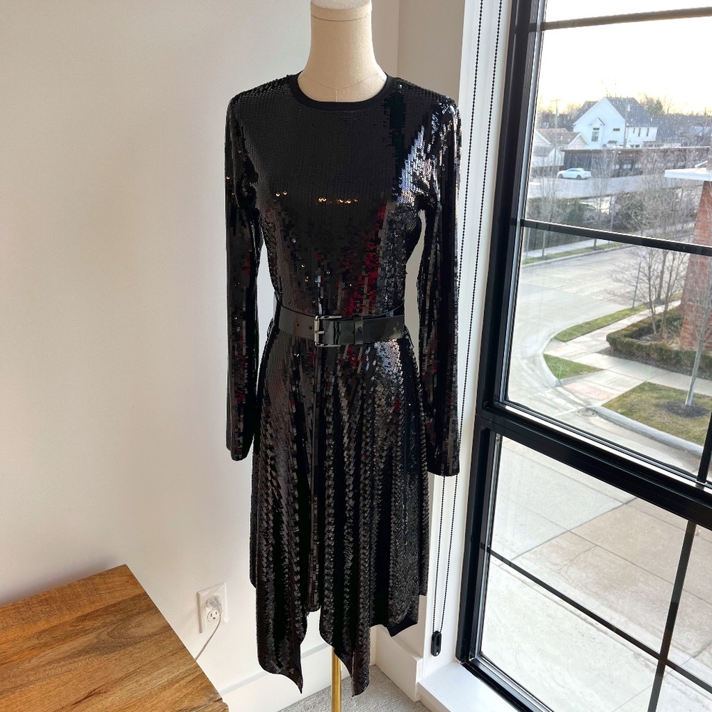 MICHAEL KORS - Black Sequin Handkerchief Dress - Size S - NWOT